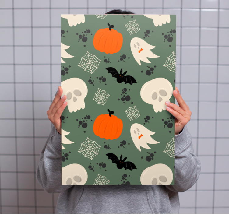 Quadro de dinossauro com elementos de halloween - TenStickers