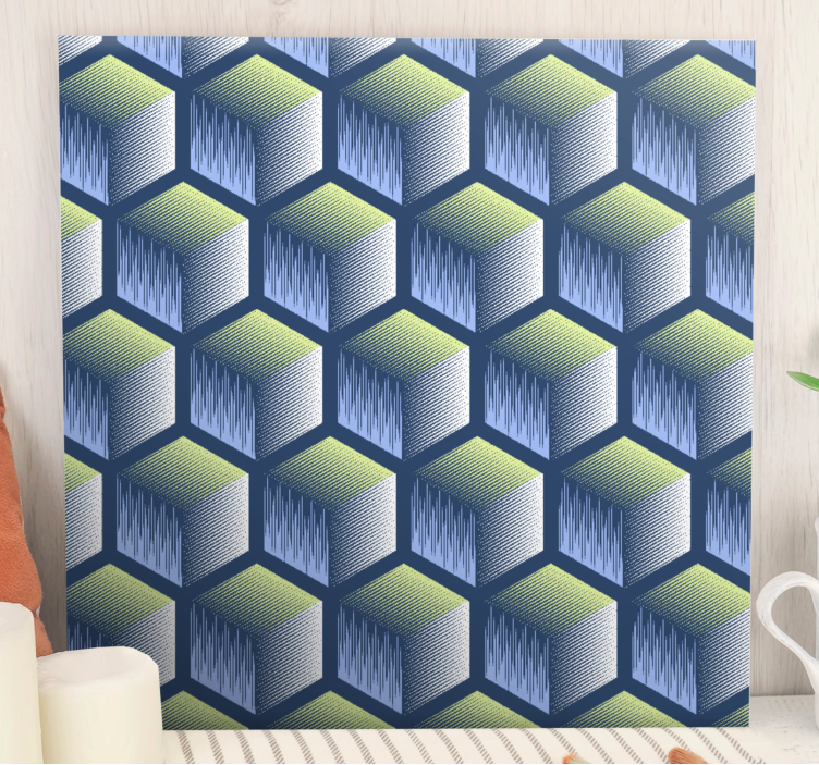 Quadro de figuras geométricas padrão de cubo hexagonal - TenStickers