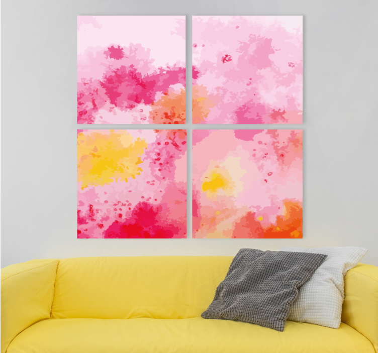 Quadro de flores abstrato floral rosa - TenStickers