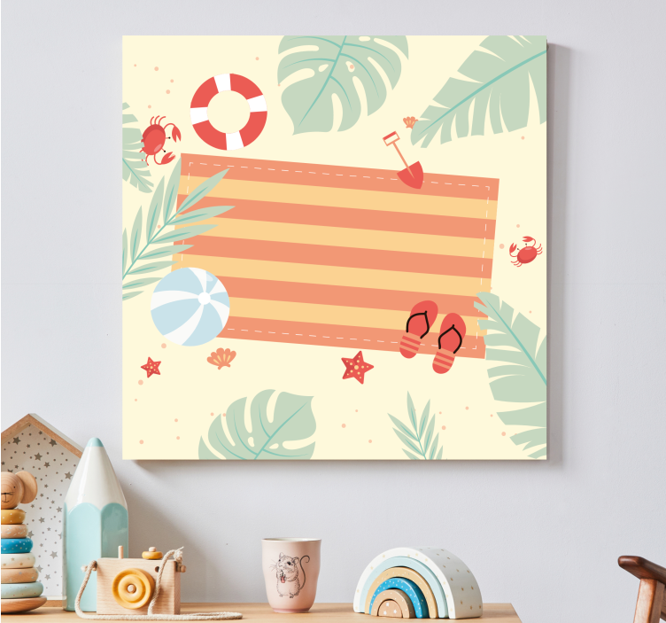 Quadro de flores com elementos de cena de praia - TenStickers