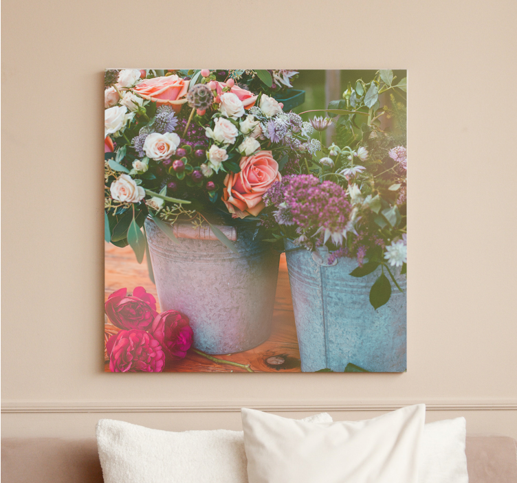 Quadro de flores exibe cestos de flores - TenStickers