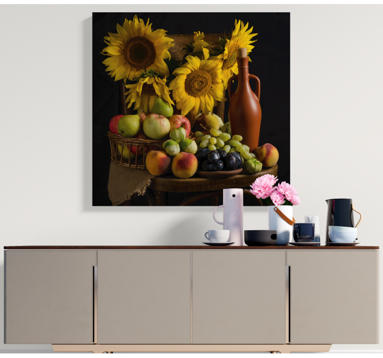Quadro de flores girassóis e frutas - TenStickers