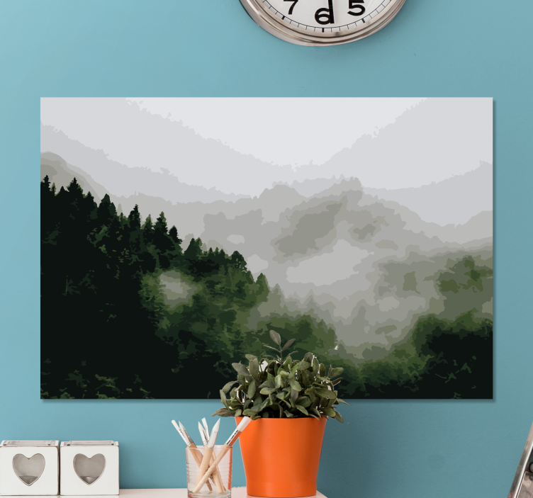 Quadro de paisagem floresta das montanhas nebulosas - TenStickers