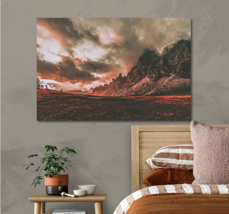 Quadro de paisagem pôr do sol dramático nas montanhas - TenStickers