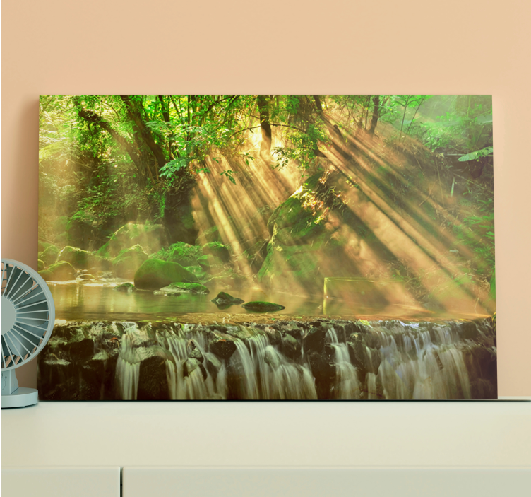 Quadro de paisagem rio da floresta iluminado - TenStickers