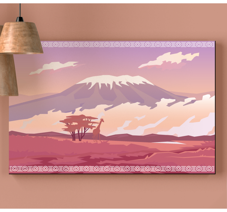 Quadro de paisagem vista da montanha com girafas - TenStickers