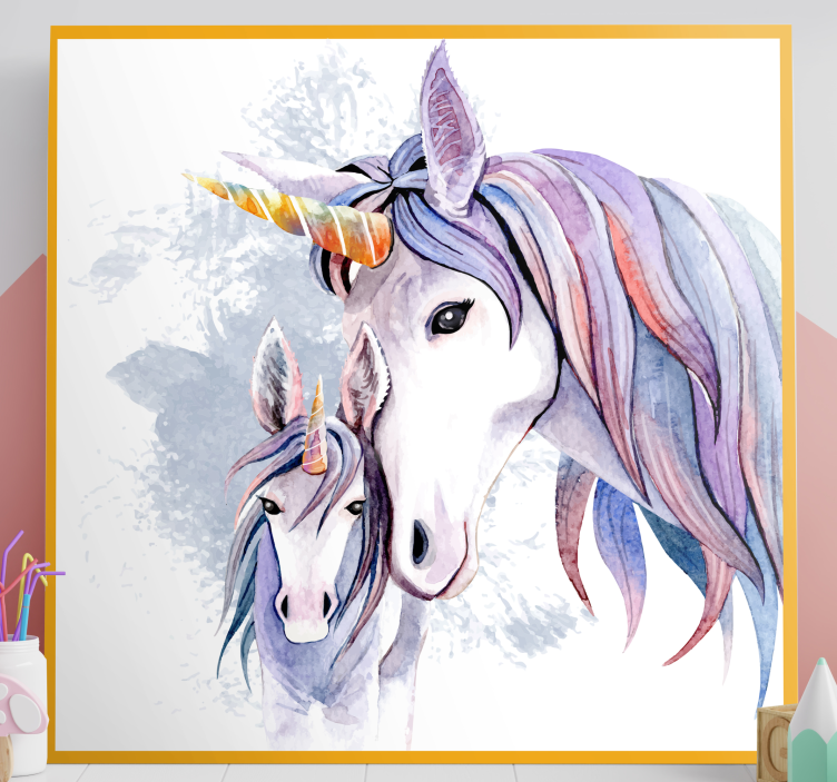 Quadro unicórnio Unicornios madre e hijo - TenStickers