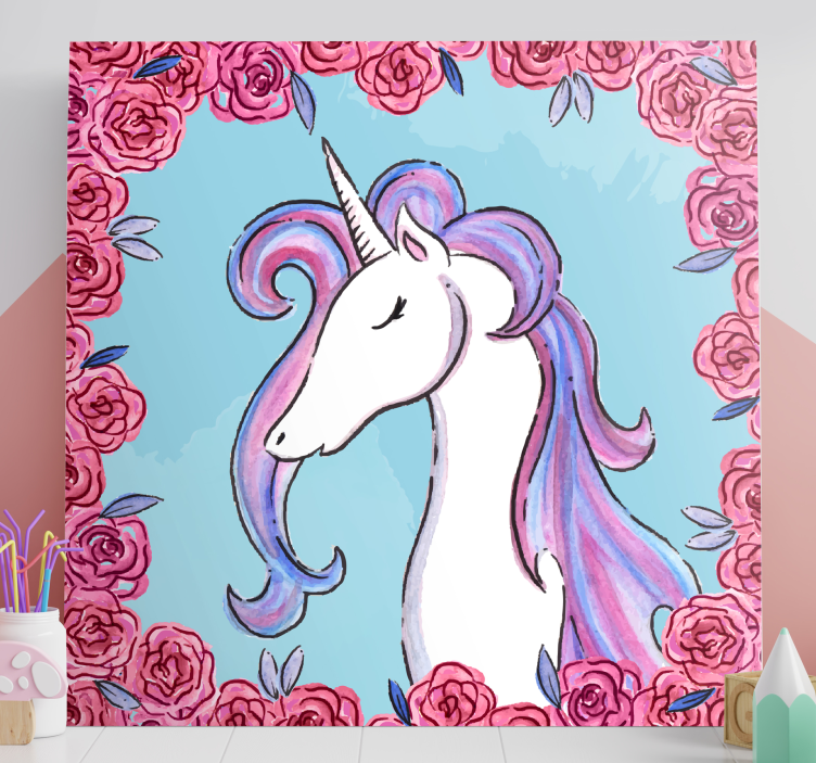 Quadro unicórnio Unicornios tonos lila - TenStickers