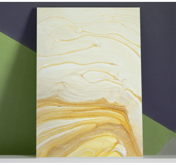 Quadro decorativo abstrato ondas douradas suaves - TenStickers