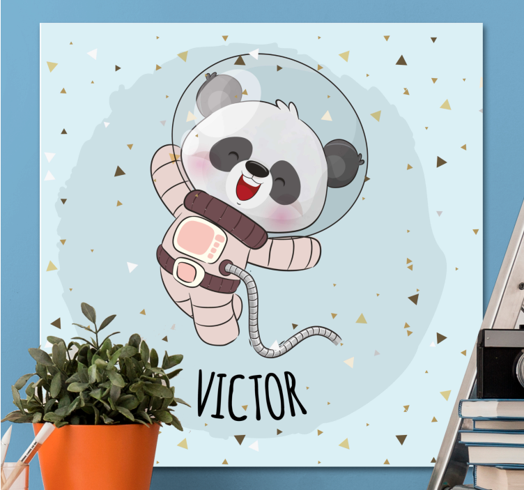 Quadro com nome Panda fofo para menino com nome - TenStickers