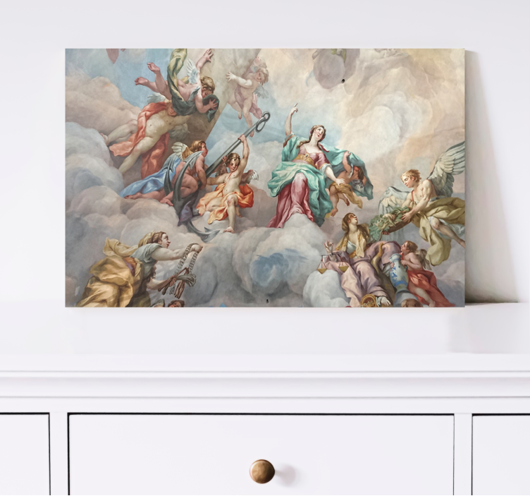 Quadro de arte Dois anjos se abraçando pintando - TenStickers