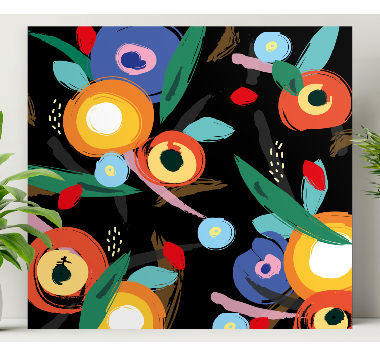 Quadro de arte Flores e folhas abstratas - TenStickers