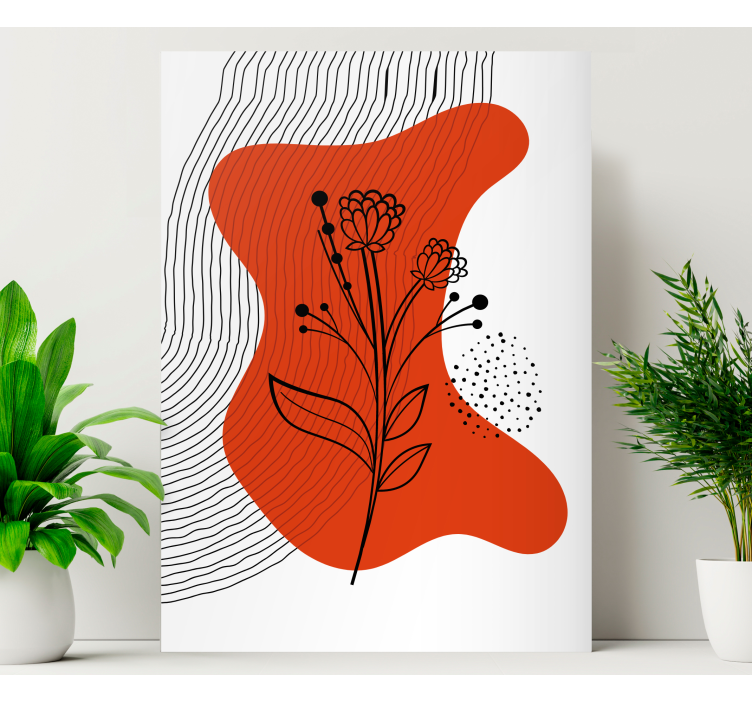 Quadro de arte Flores e folhas de arte minimalista - TenStickers