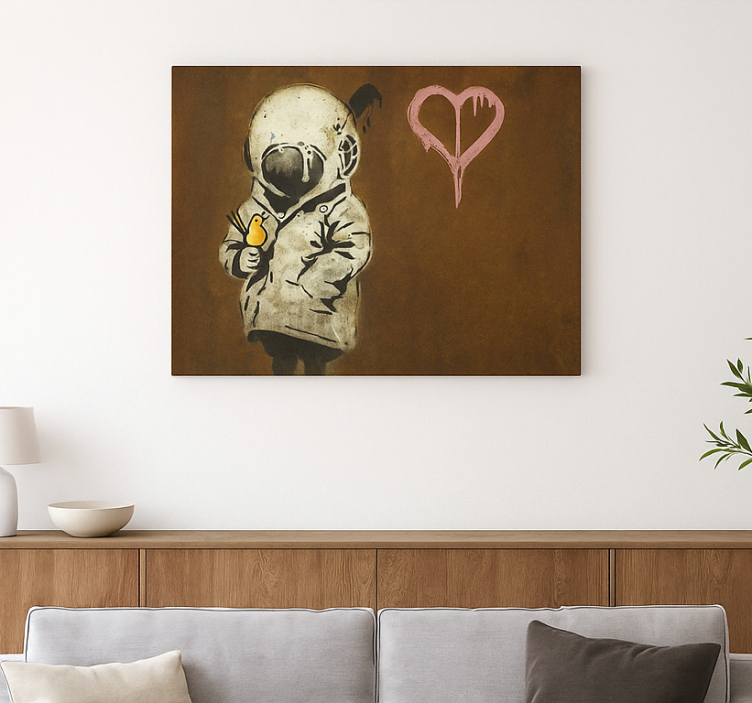 Quadro de arte garota espacial e pássaro - TenStickers