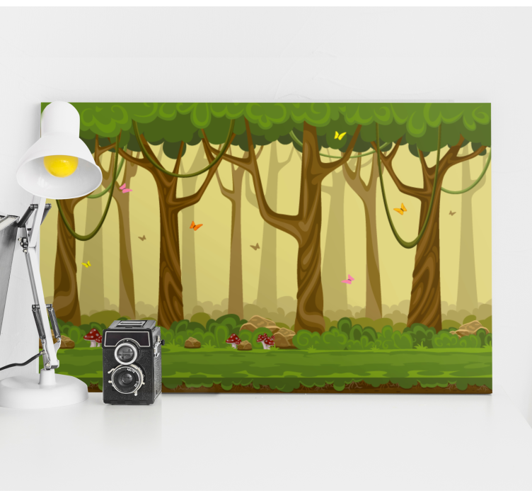 Quadro de árvores Desenho animado da floresta - TenStickers