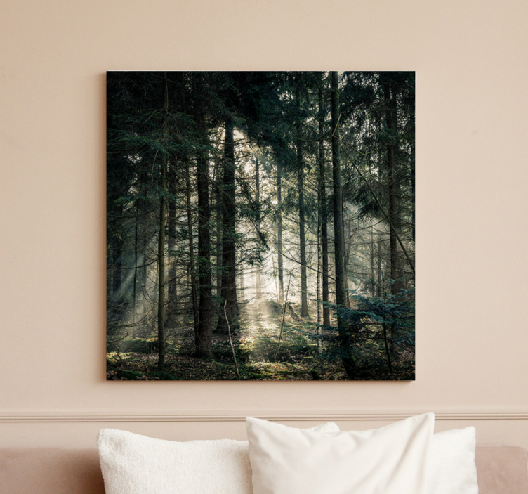 Quadro de árvores Floresta natural com tons escuros - TenStickers