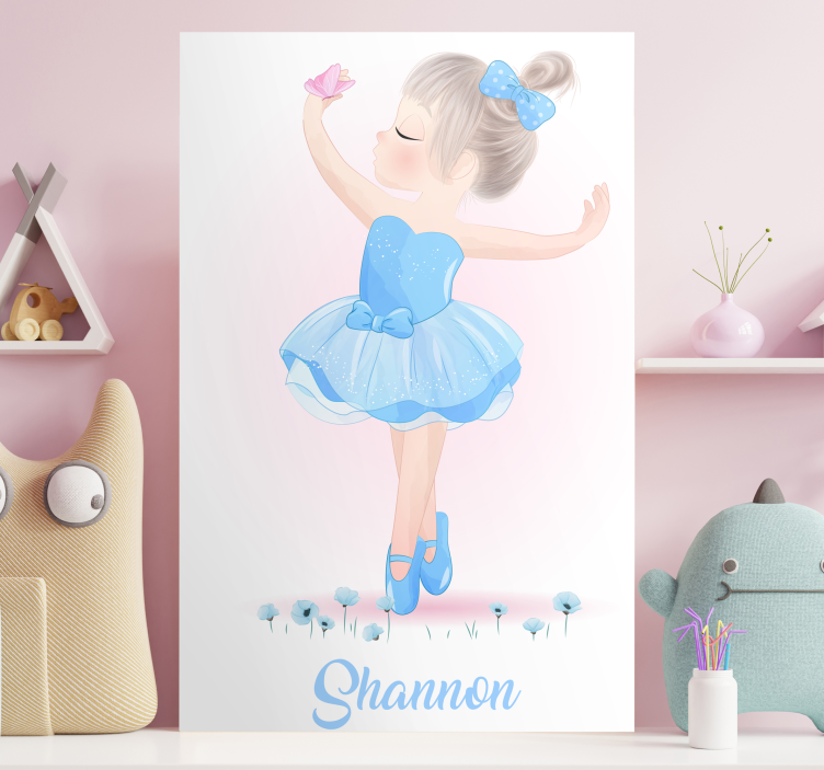 Quadro de bailarina Bailarinas azul con nombre - TenStickers