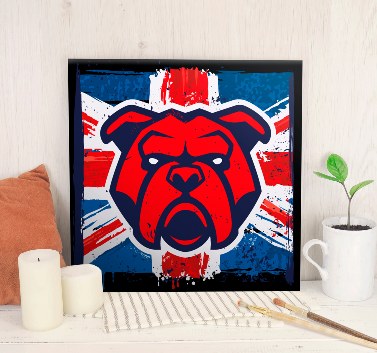 Quadro de cães bulldog bandeira britânica - TenStickers