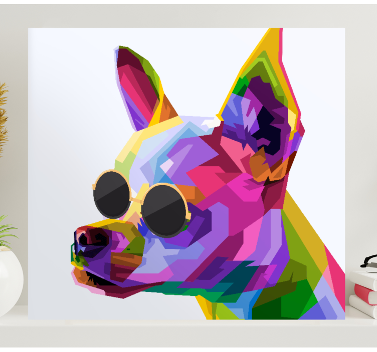 Quadro de cães Chiuaua multicolor com óculos - TenStickers