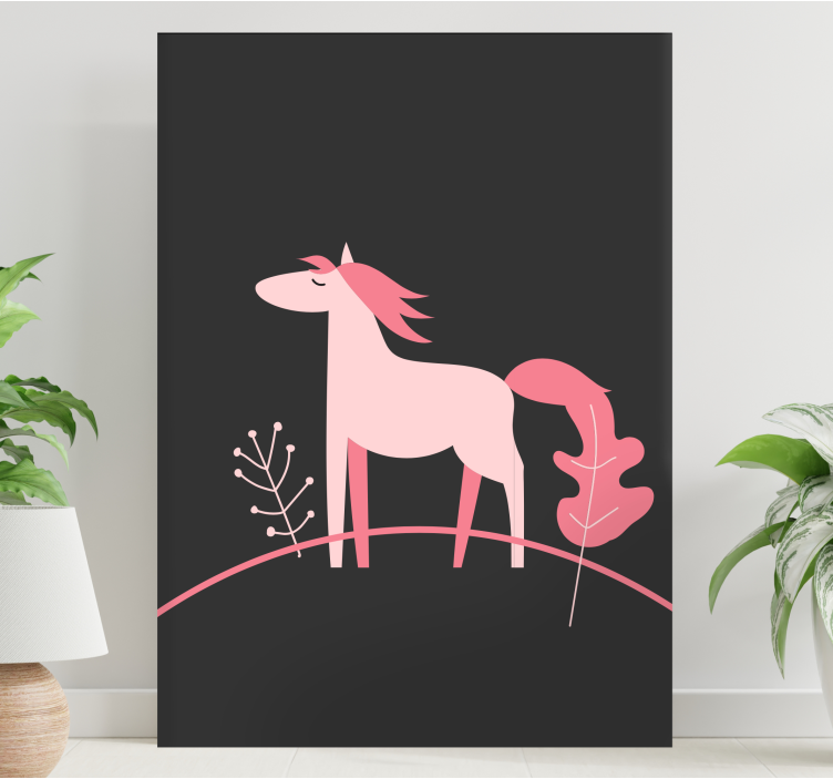 Quadro decorativo de cavalos elegante cavalo rosa - TenStickers
