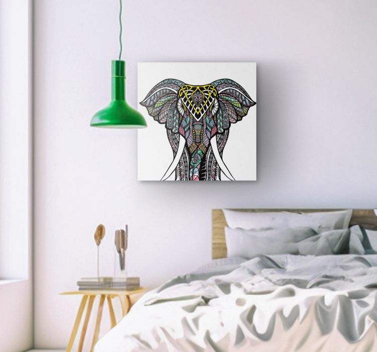 Quadro de elefantes Elefante étnico multicolorido - TenStickers