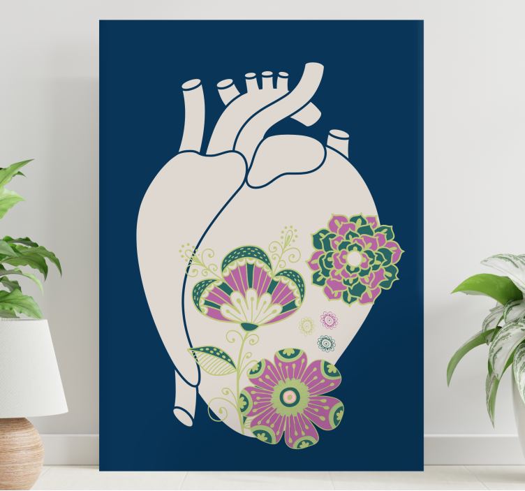 Quadro de flores Coração anatômico com flores vermelhas - TenStickers