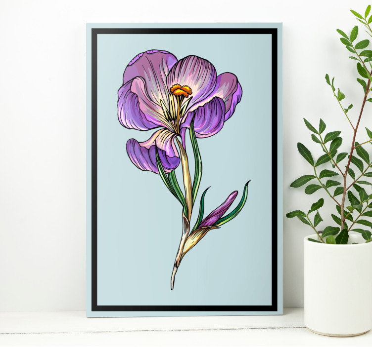 Quadro de flores Doce desenho açafrão azul - TenStickers