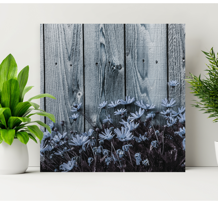 Quadro de flores Flor da margarida na prancha de madeira cinza - TenStickers