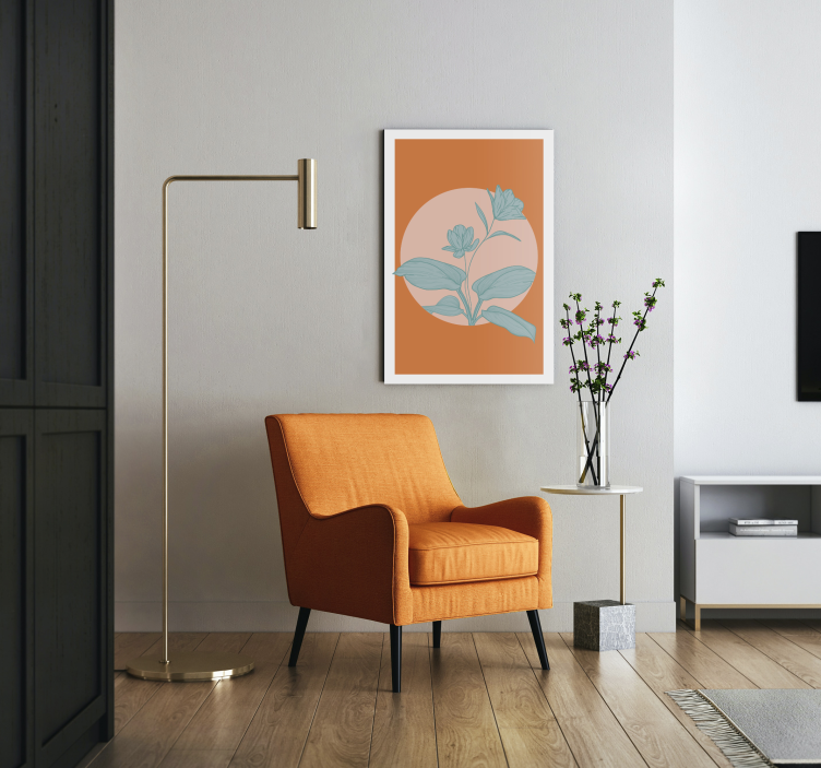 Quadro de flores ilustração estilizada laranja - TenStickers