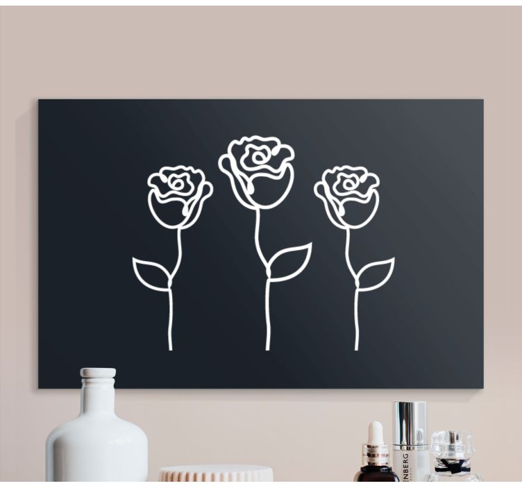 Quadro de flores Linha de ilustração minimalista de rosas - TenStickers