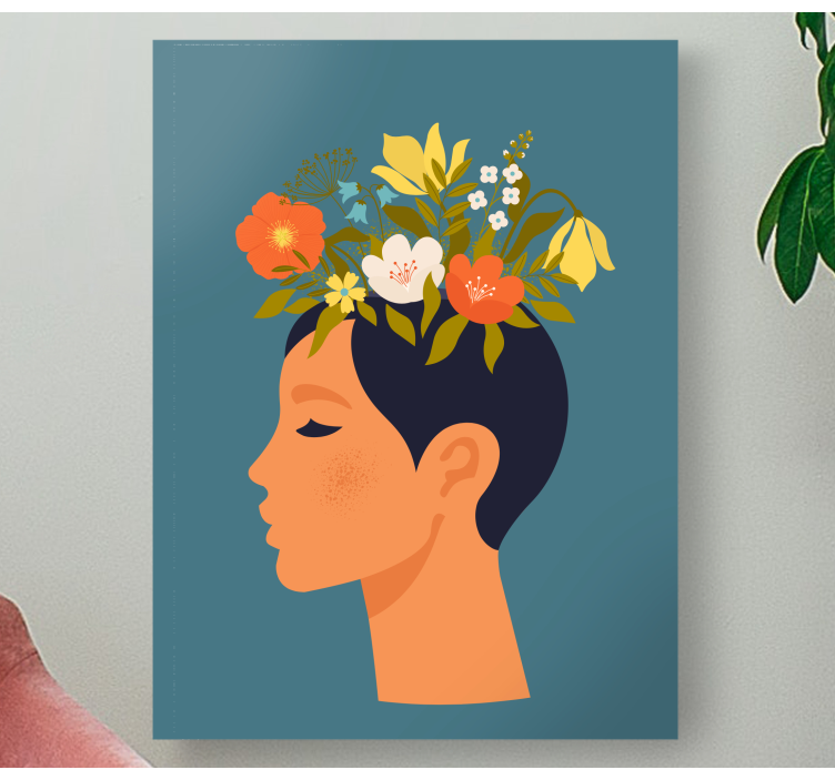 Quadro de flores Mulher com coroa de flores - TenStickers