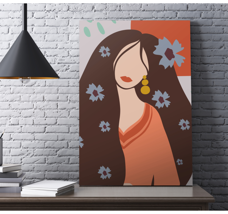 Quadro de flores Mulher com fundo quadrado - TenStickers