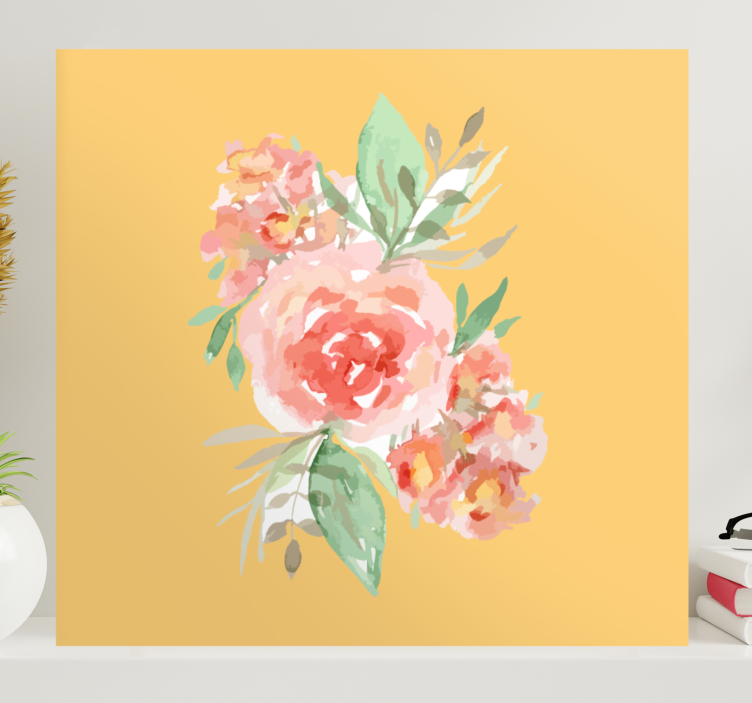 Quadro de flores Pintura vintage rosa amarela - TenStickers