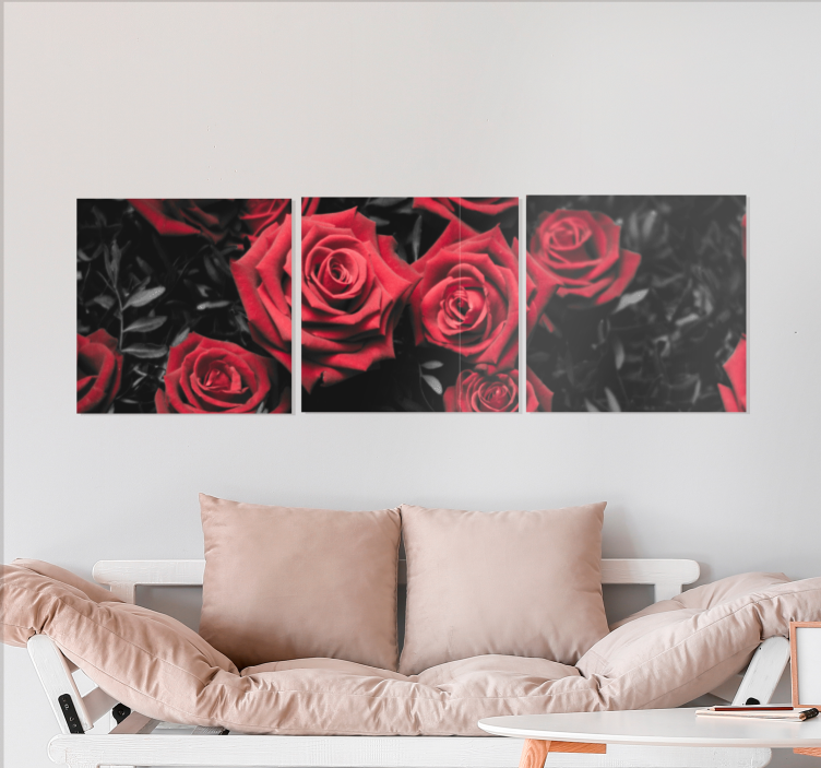 Quadro de flores Preto e branco com rosas vermelhas - TenStickers