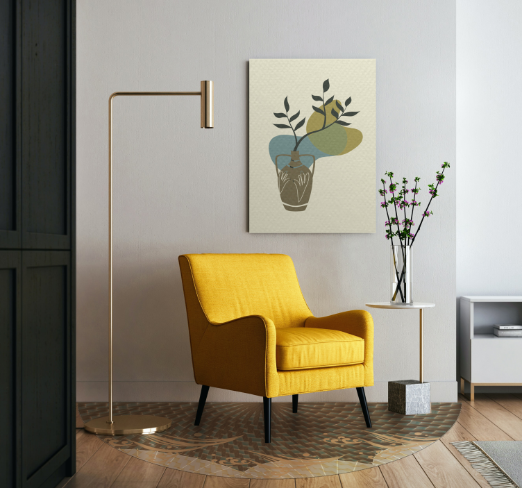 Quadro de flores vaso com folhagens - TenStickers