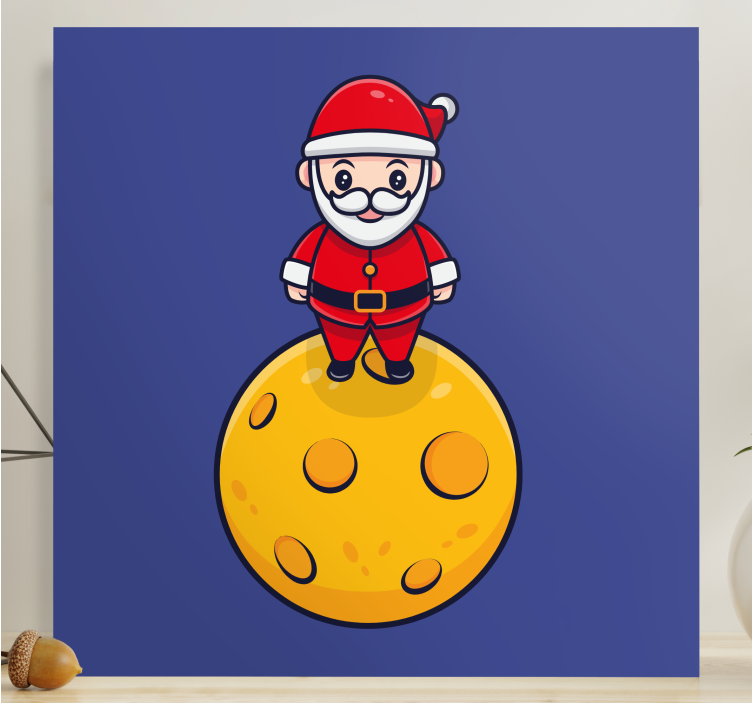 Quadro de natal Papai noel na lua - TenStickers