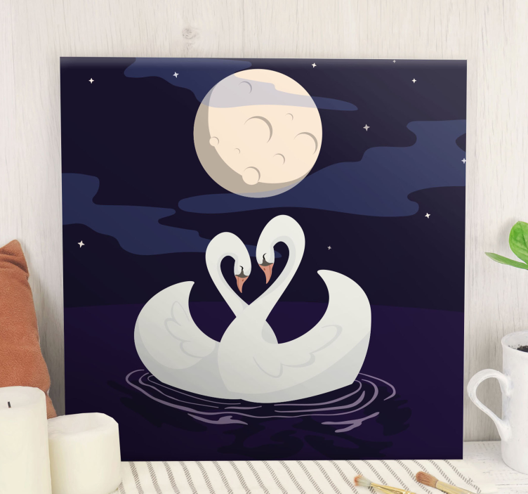 Quadro de pássaros Adoráveis cisnes - TenStickers