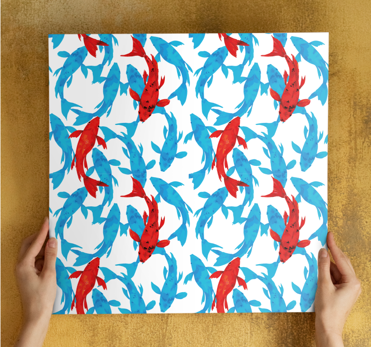 Quadro de peixes Peixes vermelhos nadando em aquarela - TenStickers