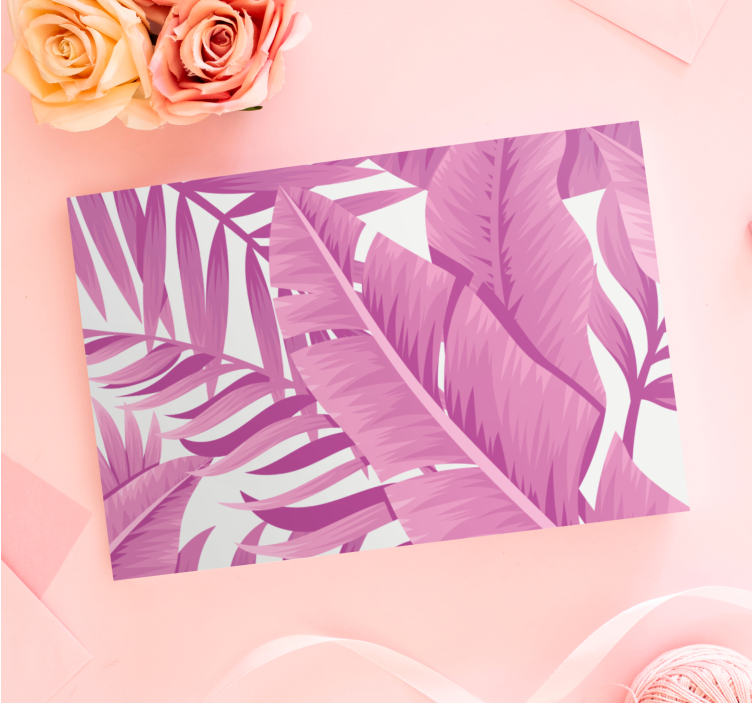 Quadro de plantas Folhas de palmeira rosa tropical - TenStickers