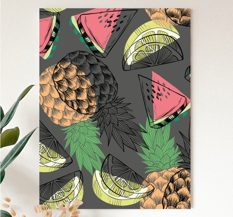 Quadro decorativo de vinícola com motivo abacaxi tropical - TenStickers