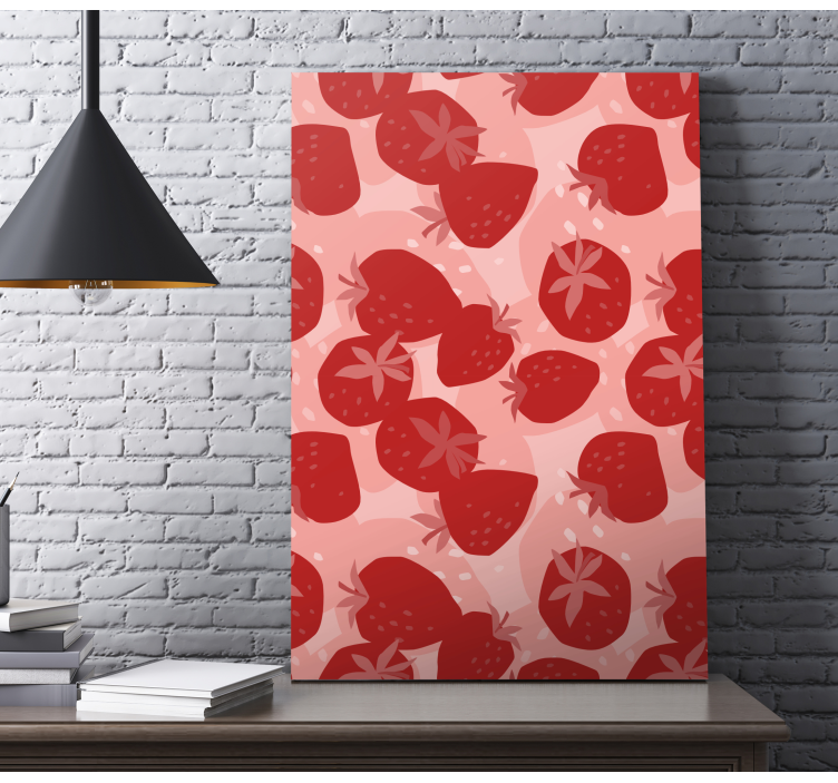 Quadro decorativo de vinícola com padrões de morango - TenStickers