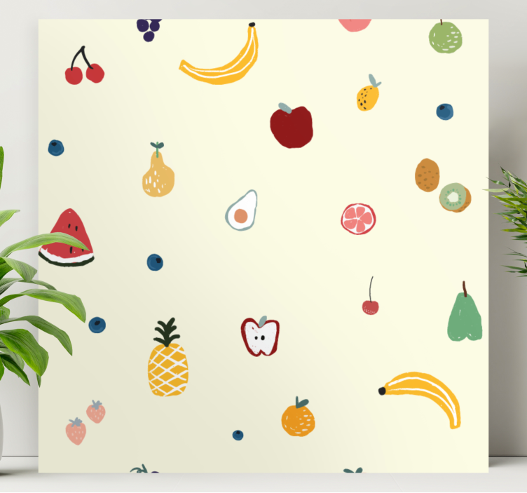 Quadro decorativo de vinícola frutas coloridas espalhadas - TenStickers