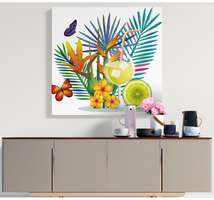 Quadro de vinícola Frutas e borboletas - TenStickers