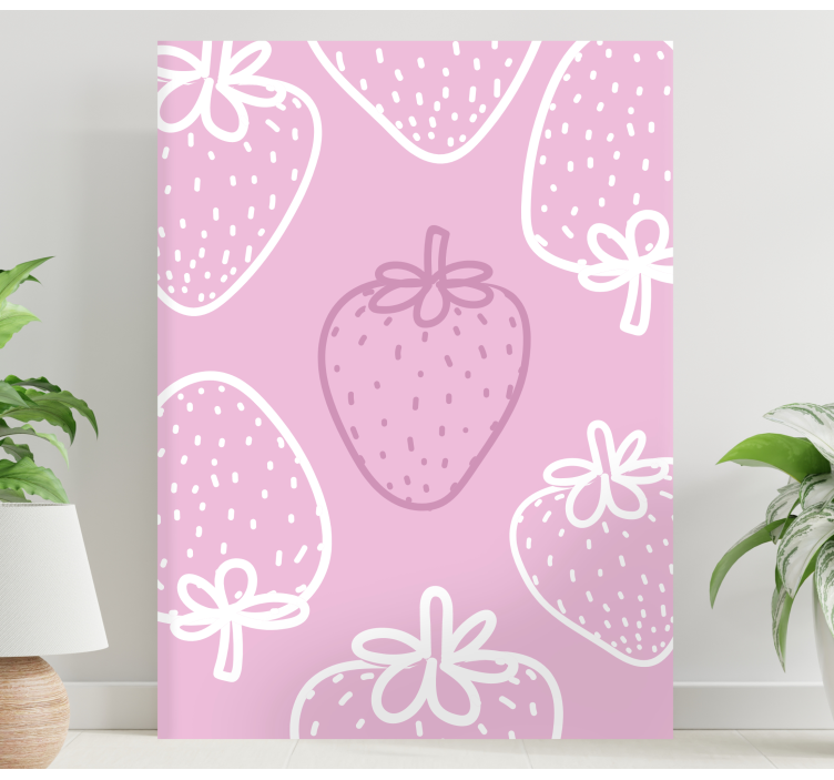 Quadro de vinícola Padrão de morango rosa sem costura - TenStickers