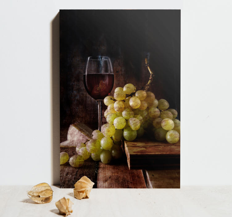 Quadro de vinícola Uvas verdes e vinho tinto - TenStickers