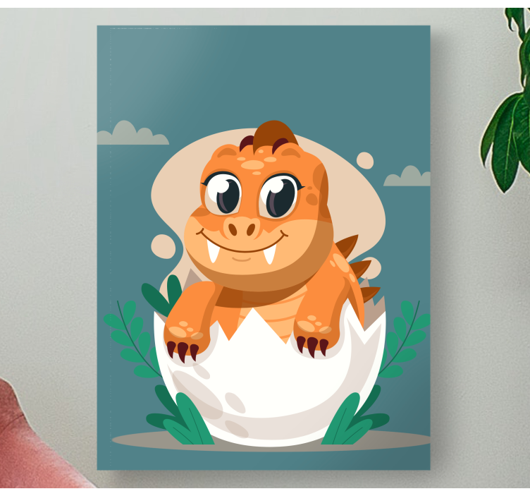 Quadro de dinossauro Bebê dinossauro com casca - TenStickers