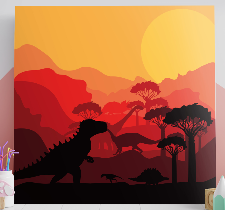 Quadro de dinossauro Paisagem jurássica de dinossauros - TenStickers