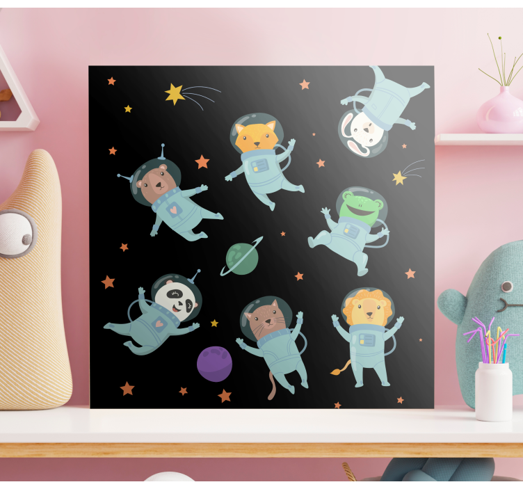 Quadro infantil Astronautas animais no espaço - TenStickers