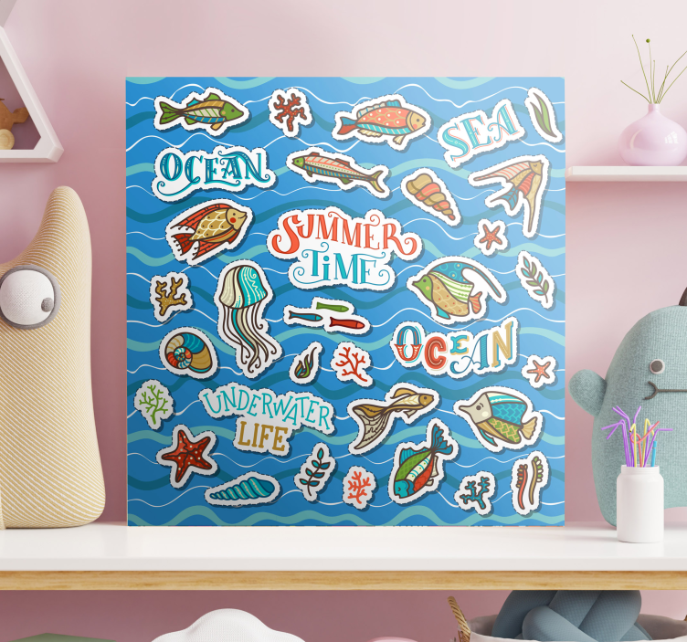 Quadro infantil Colagem de adesivos de oceano - TenStickers