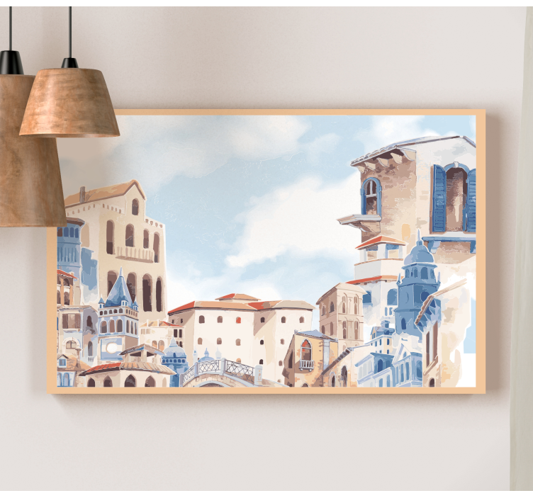 Quadro infantil Desenho da cidade em aquarela - TenStickers